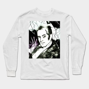 Washington Irving Balck and White Portrait | Washington Irving Artwork 4 Long Sleeve T-Shirt